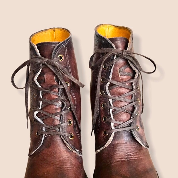 RARE Frye Sabrina 6G Lace Up Heeled Combat Boot - Picture 7 of 16